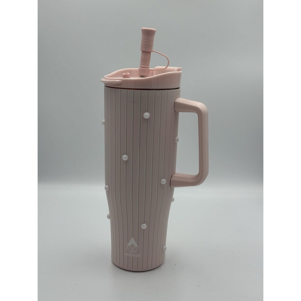 Light‎ Pink & Pearl Wellness 40oz Tumbler With Straw